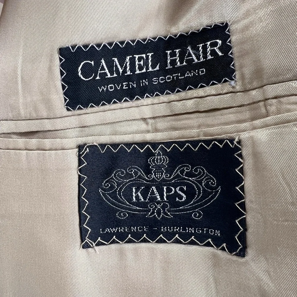 Chaps‎ Ralph Lauren Camel Hair Blazer Jacket Pockets Leather Buttons USA